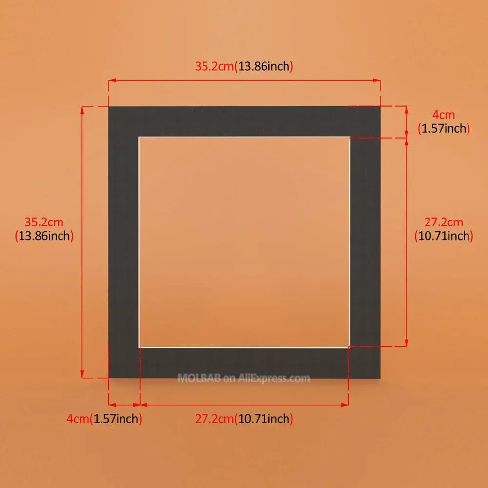 Фоторамка коврик белый/черный Бумага пасс-partouts 10/12/14/16/20 дюймов A3A4 прямоугольник квадратная Скатерть овальная крепления картинке крепления картон - Цвет: Black Square