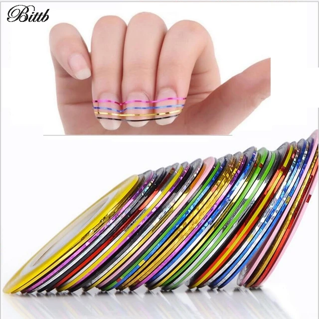 Bittb 30pcs Colors Nail Strips Best Nails Art Design Strips,New Bittb 30pcs Colors Nail Strips Best Nails Art Design Strips,New Manicure Nail Tape Strip - Bittb 30pcs Colors Nail Strips Best Nails Art Design Strips,New