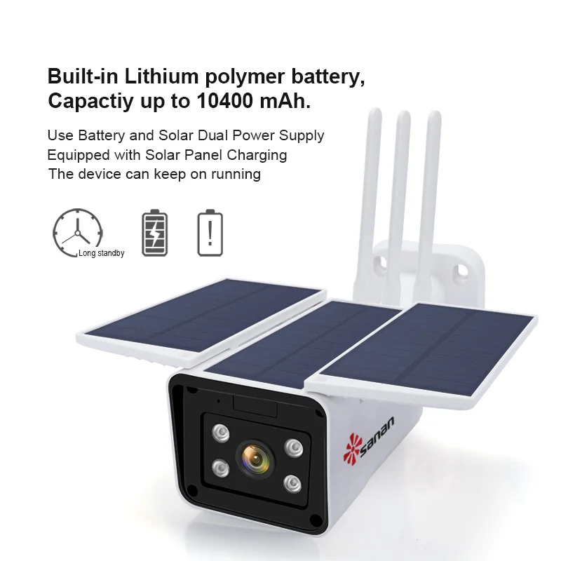 SANAN Free Cloud Storage 1080P Waterproof Outdoor Wifi Camera solar powered wireless cctv camera Wi