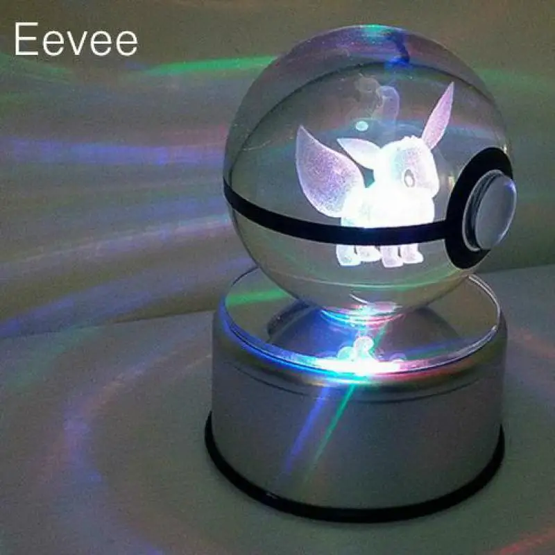 Новинка 5 мм стильная необычная 3d лампа Dream Mew Pokemon Ball с гравировкой хрустальный шар с подарочной коробкой светодиодный буквенный светильник