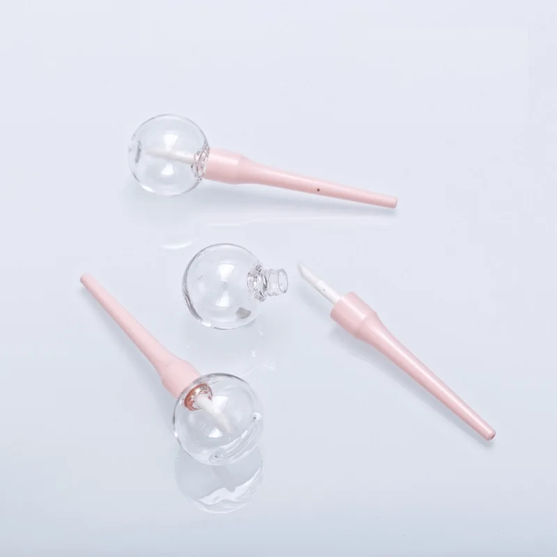 

Empty 6ML Lipgloss Packaging Plastic Pink Lollipop Bulb Shaped Lip Glaze Cosmetic Container DIY Lipgloss Wand Tube 50 pcs/lot