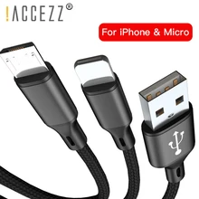 ACCEZZ 2 в 1 8-контактный зарядный кабель Micro usb для iPhone X XS MAX XR 8 Plus samsung S7 S8 для Xiaomi 5S Кабель зарядного устройства