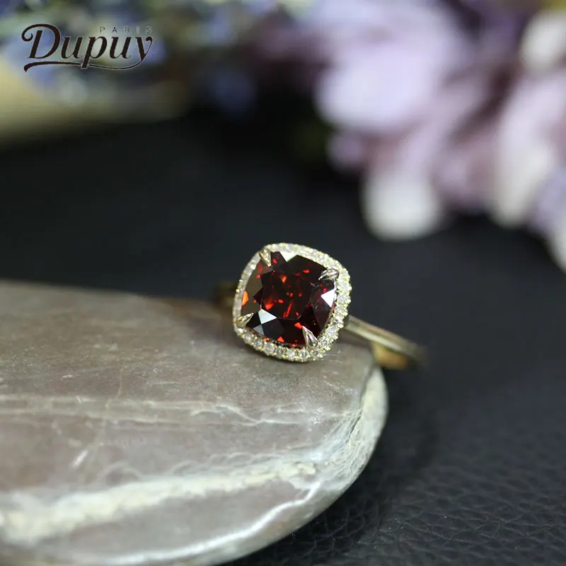Dupuy Natural Red Garnet Ring 8mm 1.7ct Cut Square Fashion Engagement Classic Prong Setting Wedding Bands D180341 | Украшения и