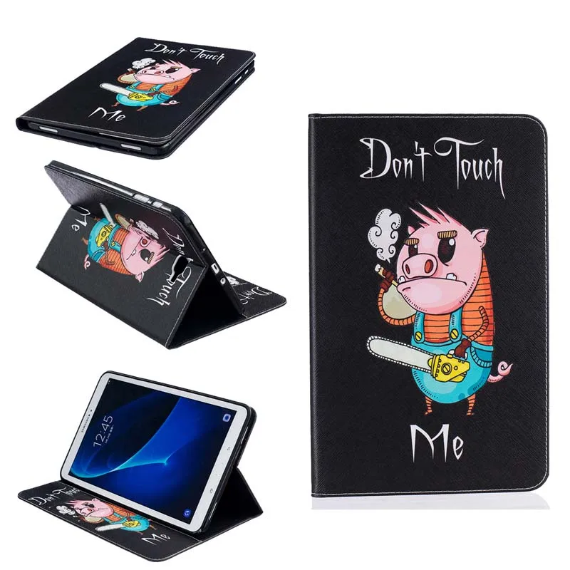 

For Samsung Galaxy Tab A 10.1 T580 T585 SM-T580 T580N 10.1" Tablet Ultra Slim Stand PU Leather Case Print Cove + Film +Pen
