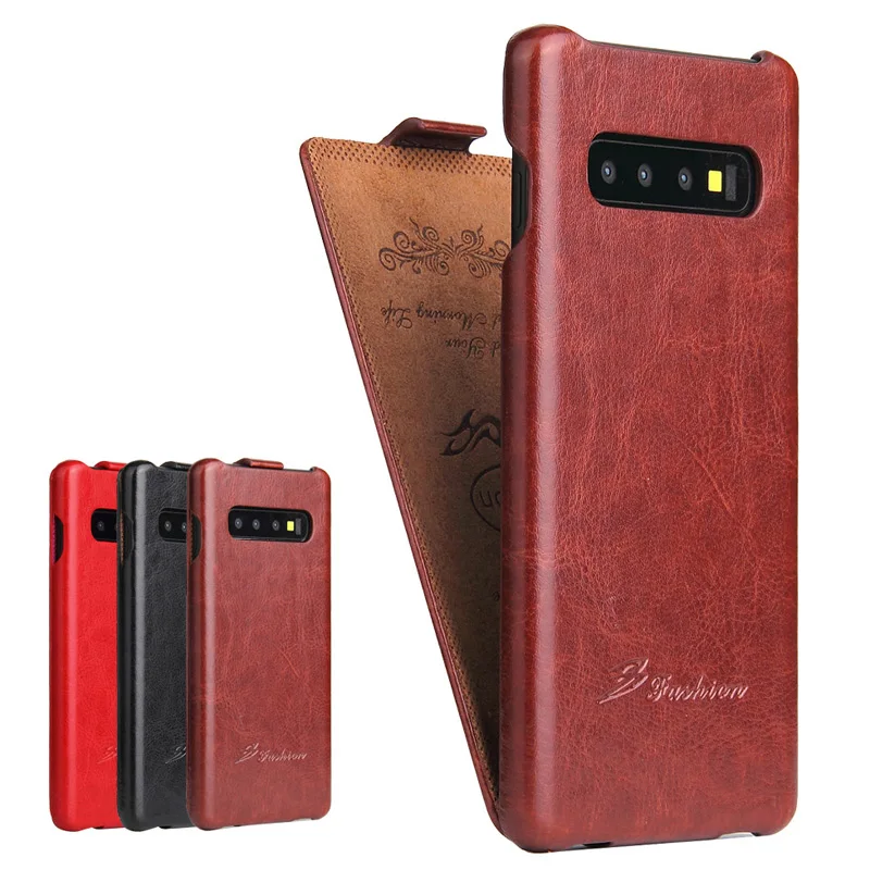 Luxury Leather Vertical Flip Cover Case for Samsung Galaxy S10 S7 Edge
