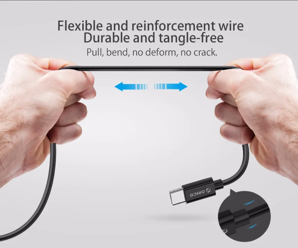 ORICO BTC Тип usb C кабель для samsung Galaxy S9 плюс Быстрая зарядка и кабель для передачи данных для Xiaomi huawei P10 Коврики 10