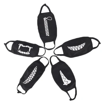 

1PCS Black Cotton Dustproof Mouth Face Mask Anime Cartoon Kpop Lucky Bear Women Men Muffle Face Mouth Masks