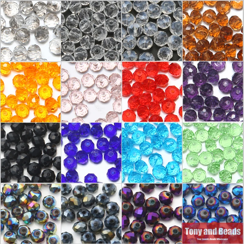 

20Pcs/Lot 10mm Mixed Faceted Glass Crystal Rondelle Spacer Beads For Jewelry Making 17Colors In Total Free Shipping