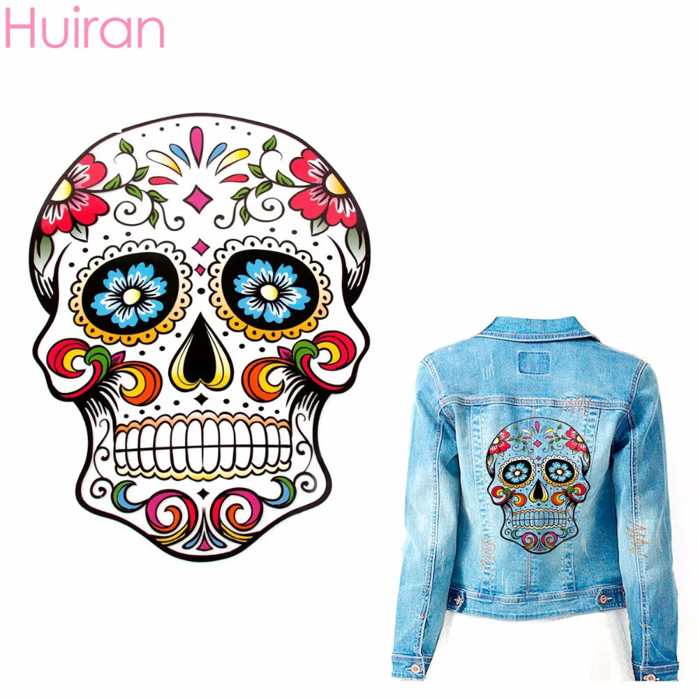 Huiran Diy Череп вышитая аппликация Печать на футболках значки CraftsYoung сувениры патч