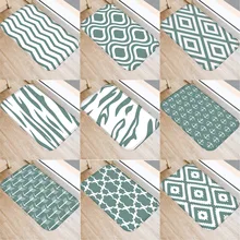 Зеленый мат в полоску, Противоскользящий коврик, декоративный ковер для кухни, гостиной, дома, мягкий дверной коврик