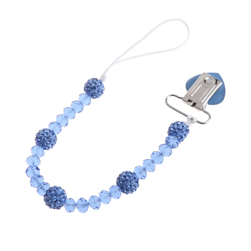 Lovely Crystal Hand Made Pacifier Clips Soother Chain Dummy Soother Nipple Leash Strap Baby Love