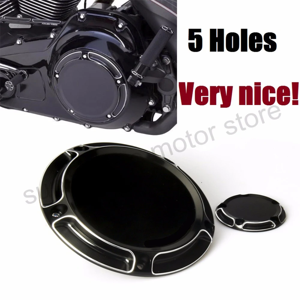 

Motorcycle Black Derby Timing Timer Cover for Harley Road King Softail Dyna FLHRS FLTFB CNC 5 Holes 99-15