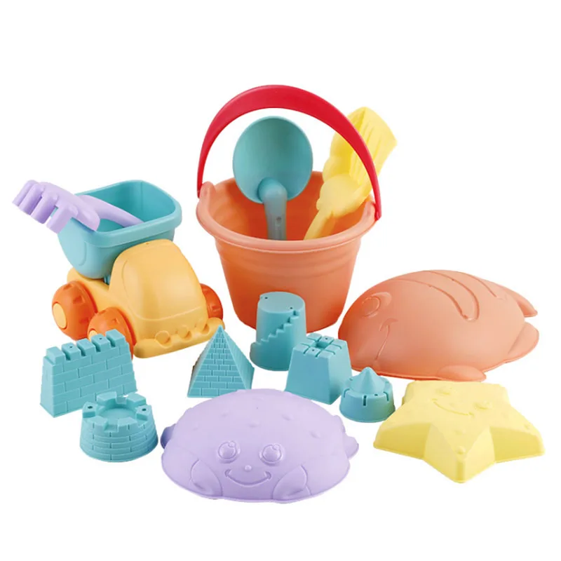 Летние детские мягкие пластиковые пляжные игрушки замок ведро Лопата грабли песок ведро Лопата игровой песок инструменты