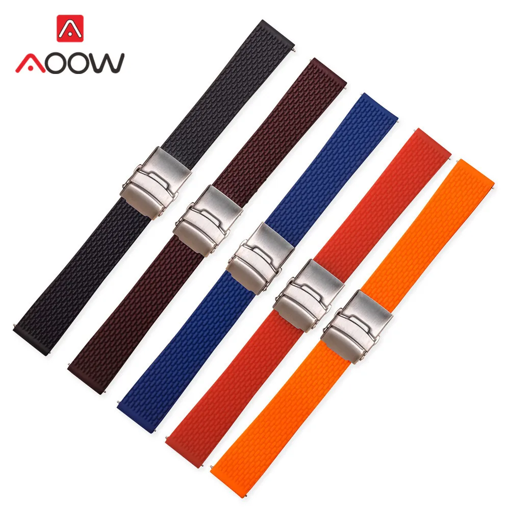 Silicone Strap with Folding Buckle – Quick Release Rubber Bracelet in Multiple Sizes