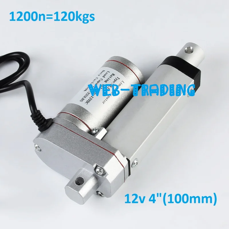 

Hot sale 12V/24v 100mm 4 inch stroke 1200N 120KG load Customized Speed Motor 4 inch mini electric linear actuator