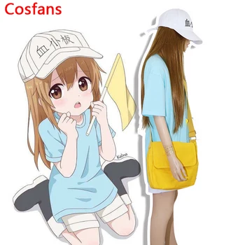

COSFANS Hot Cells at Work Cosplay Costume Platelet Cosplay Hataraku Saibou Women Costume Anime T Shirt Shorts Hat for Girl Dress