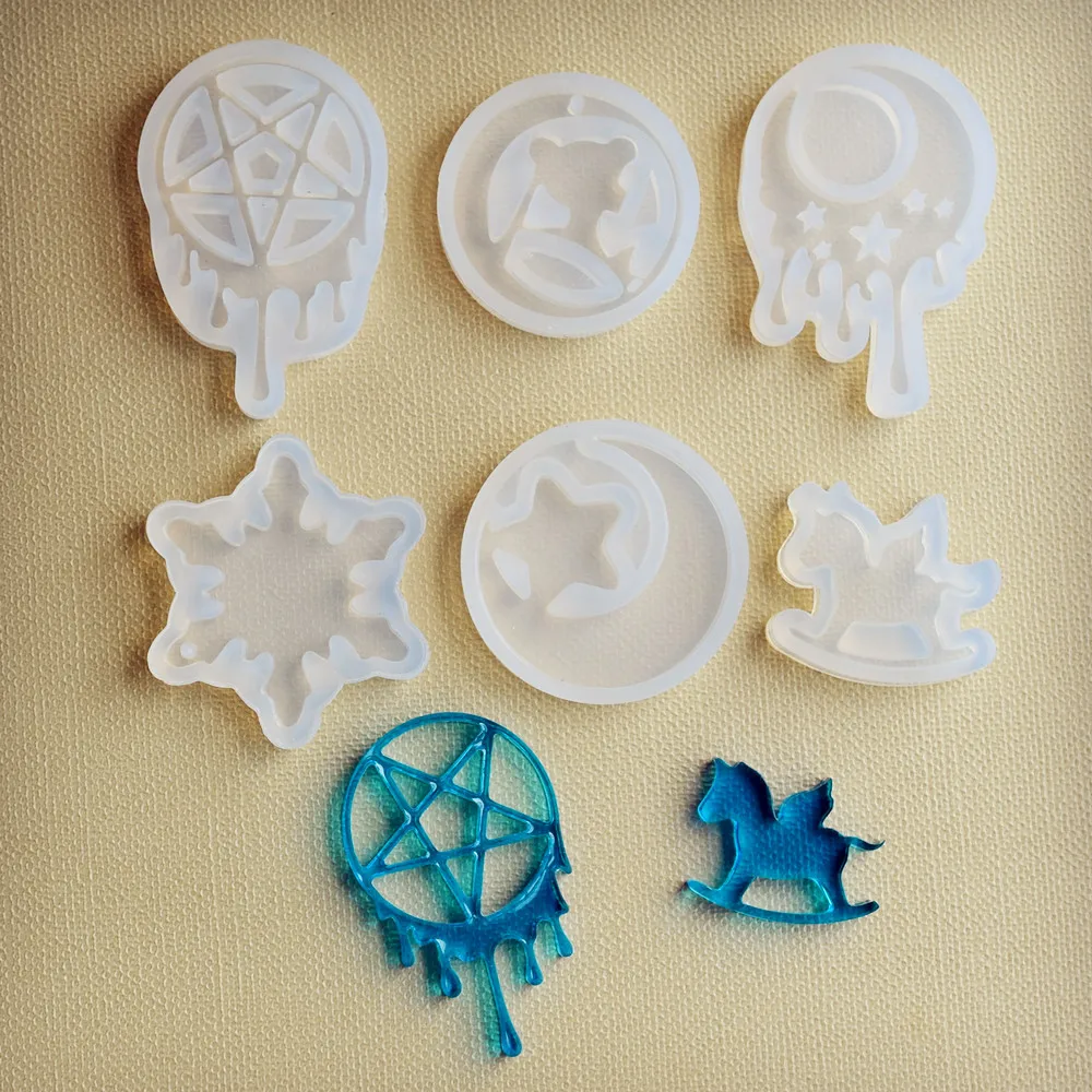 

6pieces/set Silicone Mold tear moon star Trojan Resin Silicone Mould handmade DIY Jewelry Making epoxy resin molds