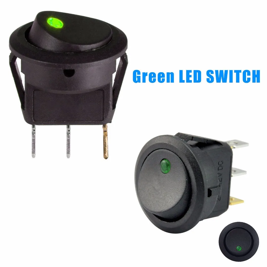 20Pcs Pushbutton Switch ON/OFF Round Rocker Switch LED Illuminated Car Dashboard Dash Boat Van 12V Waterproof Cap