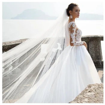 

LORIE Beach Wedding Dress Long Sleeves A Line Vintage Princess Informal Wedding Gown Elegant Boho Beach Bride Dress 2019