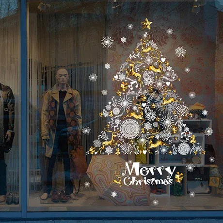 

Wall Stickers new year Christmas Decoration Christmas Tree Wall Stickers room decoration wall decor muursticker 2 pieces/lot new