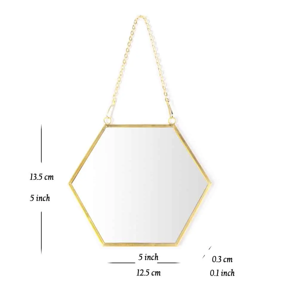 Шестигранное зеркало в скандинавском стиле, железная Золотая рамка, настенное, салонное зеркало, настенное искусство для прихожей ванной комнаты