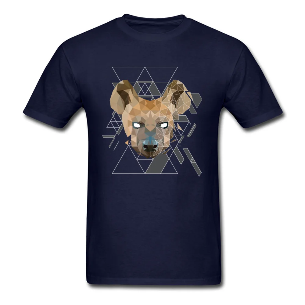 Geometric Hyena Top T-shirts for Men Printing Thanksgiving Day Tops Shirt Short Sleeve Fashion Tee-Shirt O Neck 100% Cotton Geometric Hyena navy