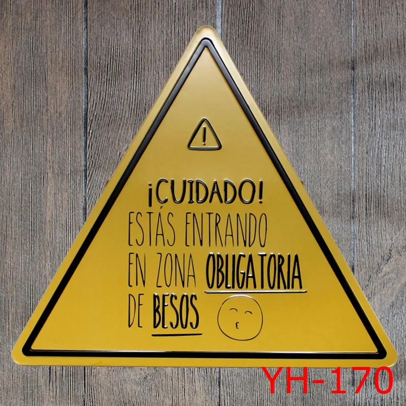 Треугольные оловянные знаки испанский металлический оловянный знак английский кофе Паб Клуб галерея плакаты с советами винтажная табличка настенная кафе декоративная пластина