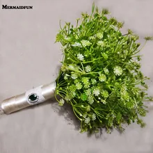 Настоящее Изображение зеленый Свадебный букет для невесты Свадебные аксессуары элегантный свадебный букет