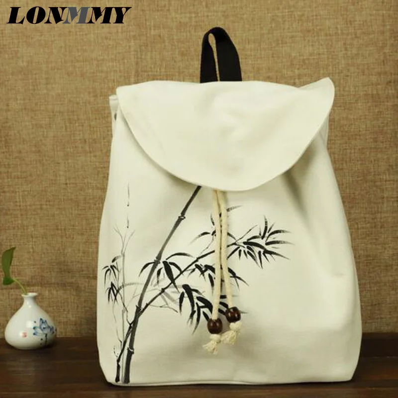 LONMMY Национальный Стиль Холст Для женщин рюкзаки модное жаккардовое mochilas feminina