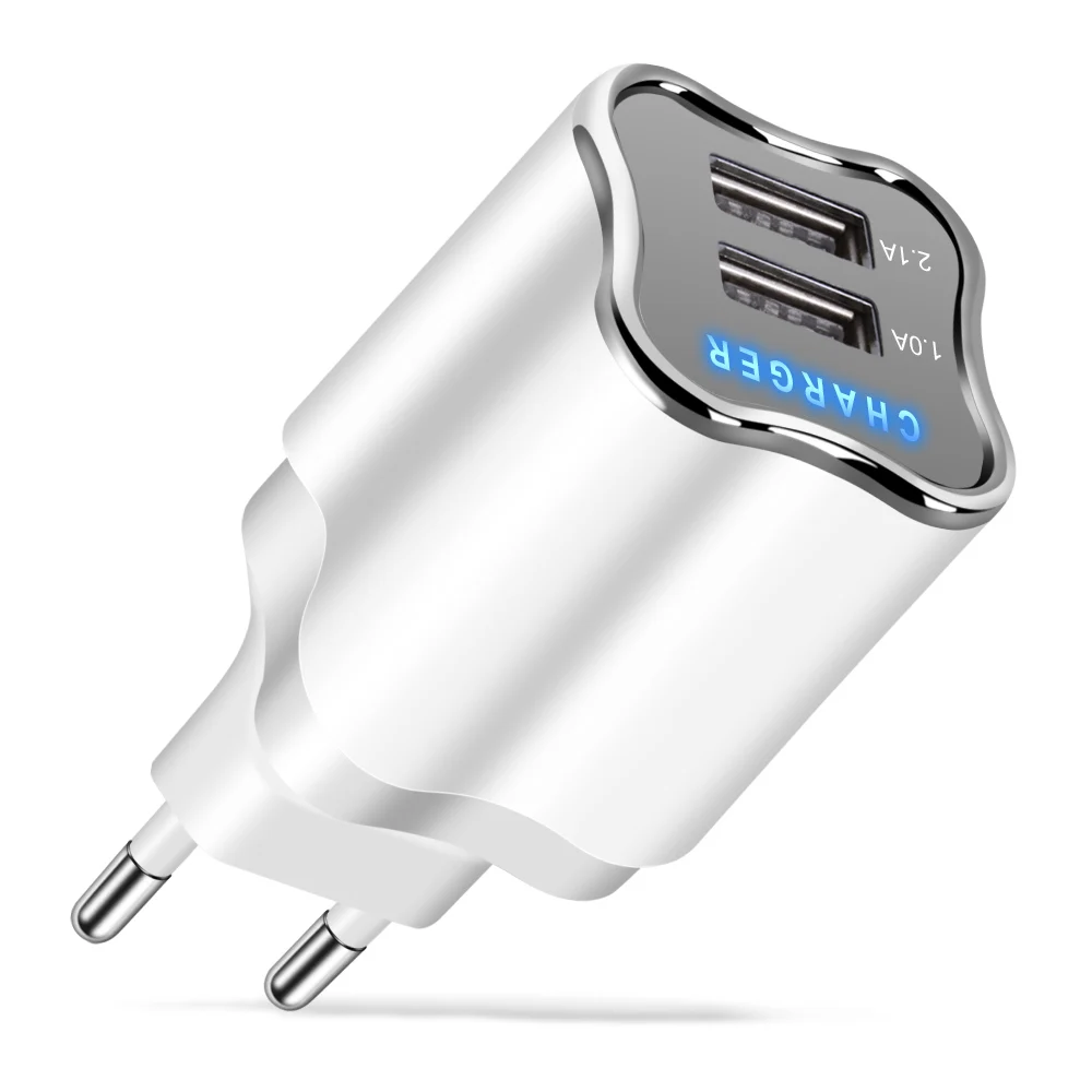 USB شاحن 5 فولت 2A المحمول الهاتف 2 ميناء الاتحاد الأوروبي/الولايات المتحدة التوصيل السفر الجدار شاحن محول ل فون باد سامسونج Xiaomi قرص الهاتف شاحن