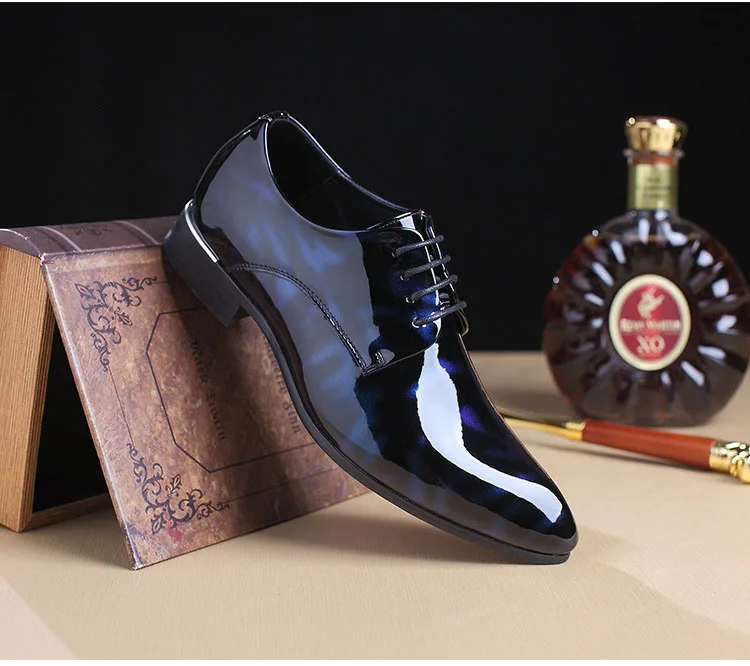 COSIDRAM/Мужская официальная обувь с острым носком; деловые свадебные туфли-оксфорды из лакированной кожи для мужчин; модельные туфли размера плюс 49, 50, RME-321