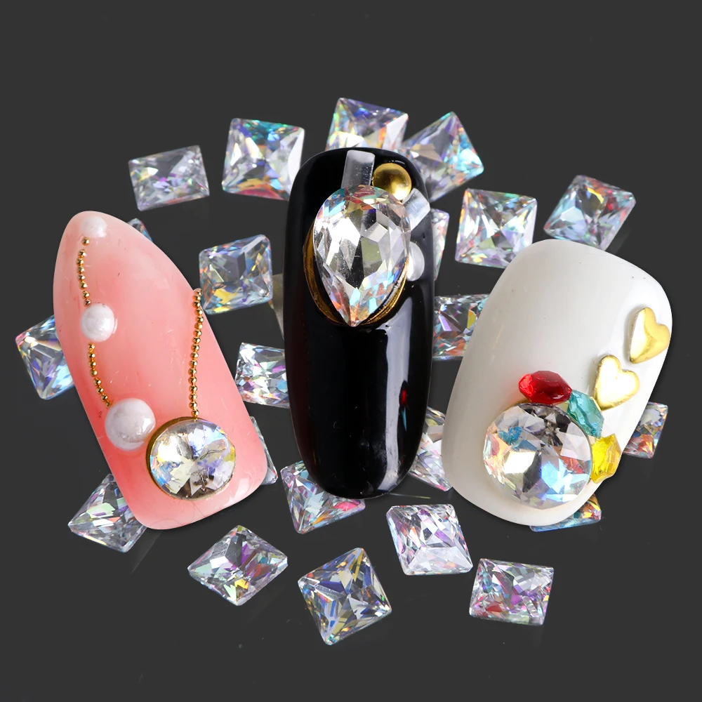 Полная Красота 3D блестящие стразы дизайн ногтей Высокое качество амулеты DIY красочный прозрачный кристалл смешанный стеклянный декоративный камень для ногтей CH638
