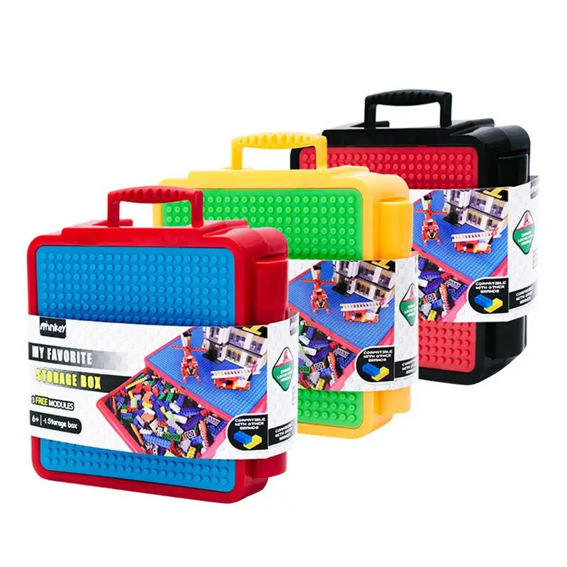 

Building Block Assembled Toys Multifunctional Educational Storage Box Sorting Life Organizer Case With Building Plate For Kids