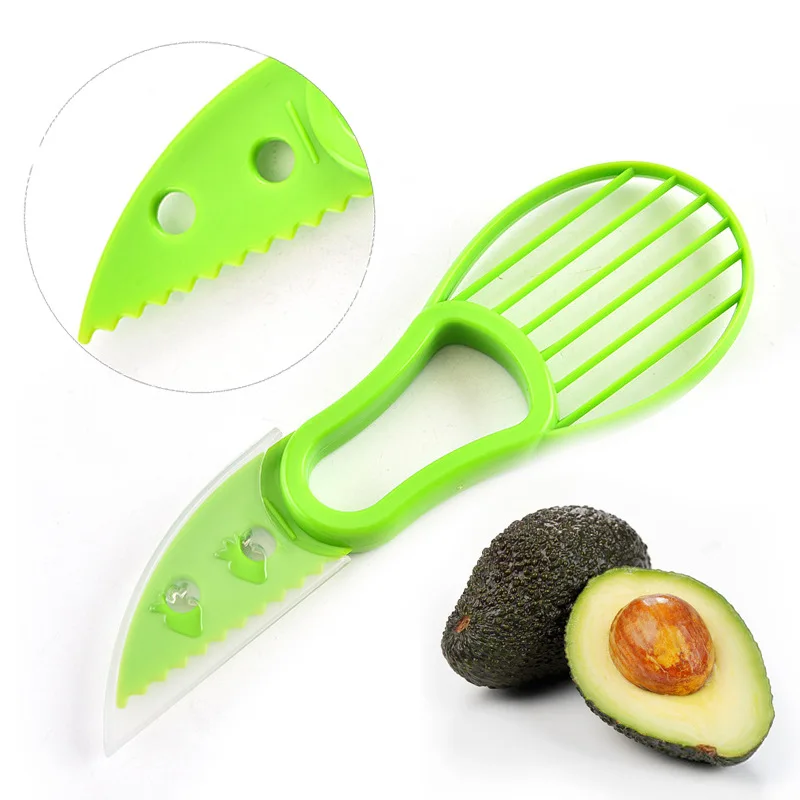 

3 In 1 Avocado Slicer Shea Corer Butter Fruit Peeler Cutter Pulp Separator Plastic Knife Vegetable Tools Home Kitchen Accessory