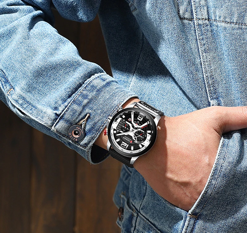 CURREN повседневные спортивные часы для мужчин синий топ бренд класса люкс военные кожаные мужские наручные часы модные хронограф наручные часы