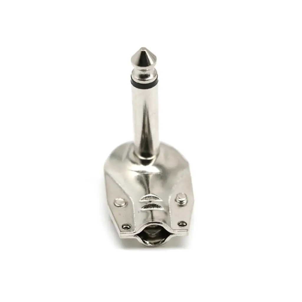 10Pcs Silver 6.35mm Mono Right Angle Guitar Plug Flat Male To Female Connector