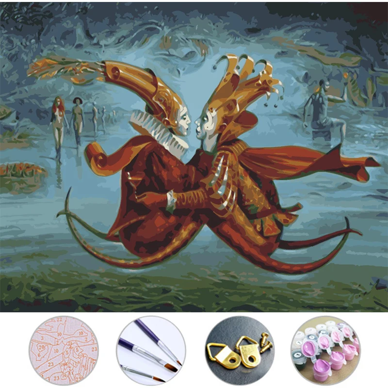 

Diy Oil Painting wizard Frameless picture on wall acrylic painting by numbers on the canvas modular paintings home decoration