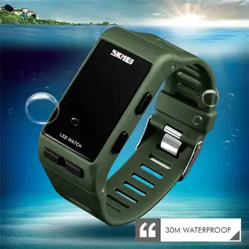 

SKMEI Sports Watch LED Men's Watches Army Green Waterproof Luxury Brand Wristband Student Clock Children's Wristwatch Relogio