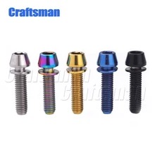 Parafusos de titânio cônico m5 x 16mm, parafusos de cabeça m5 * 18 m5x20 com arruela para hastes de bicicleta, azul preto titânio arco-íris dourado