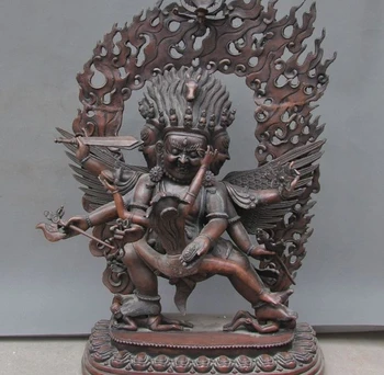 

Old Tibet Buddhism Fane bronze 6 Arms King Kong Mahakala Exorcism Buddha Statue