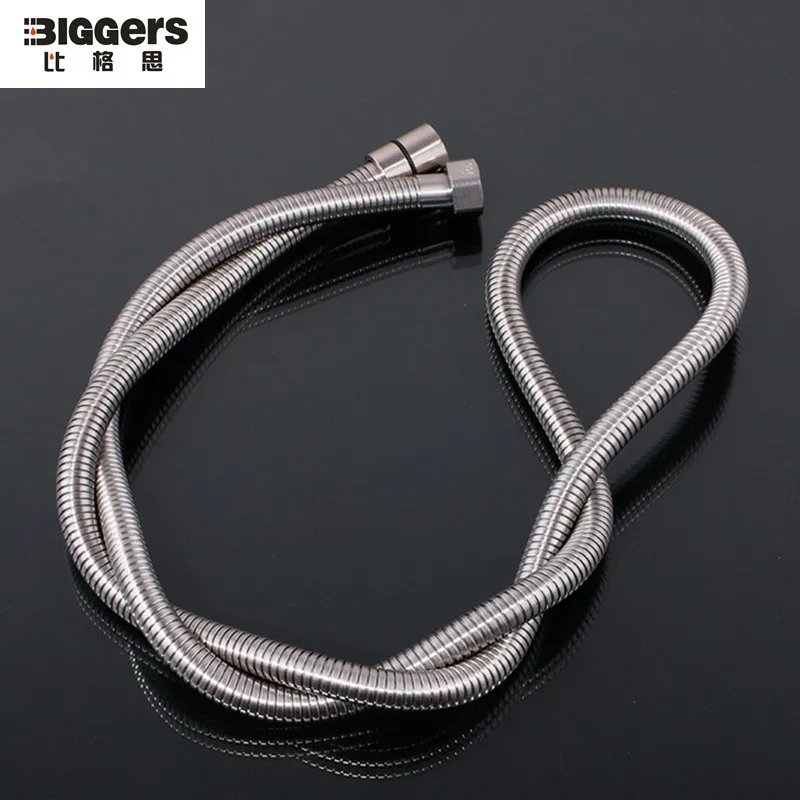 

Free shipping 150 200 cm length flexible 304 stainless steel bathroom shower hose brush finish never rust