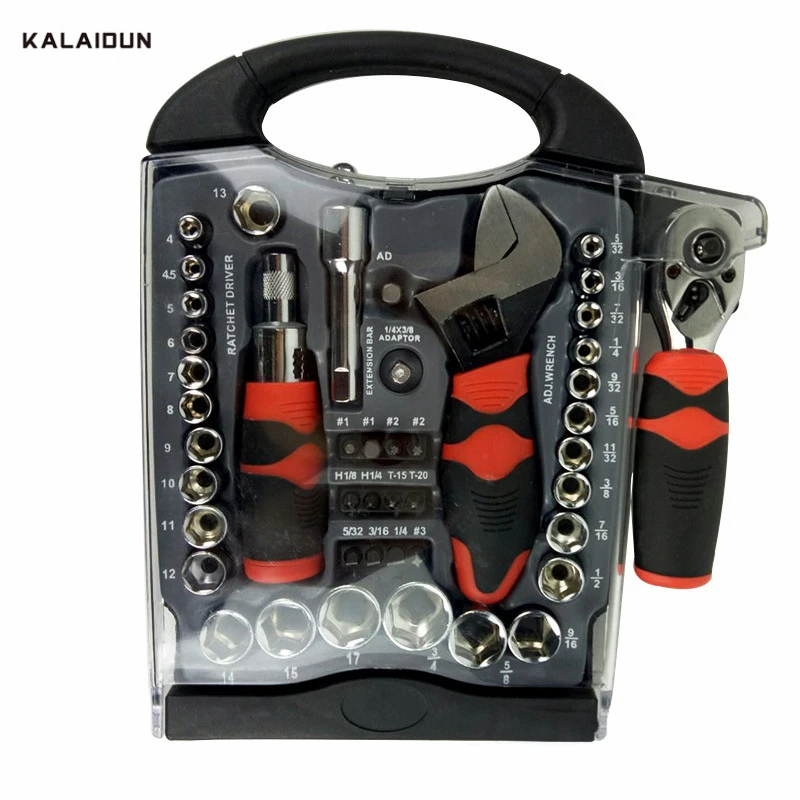 KALAIDUN 45 шт Многофункциональный Трещоточный ключ и отвертка набор 1/4in 3/8 дюймов