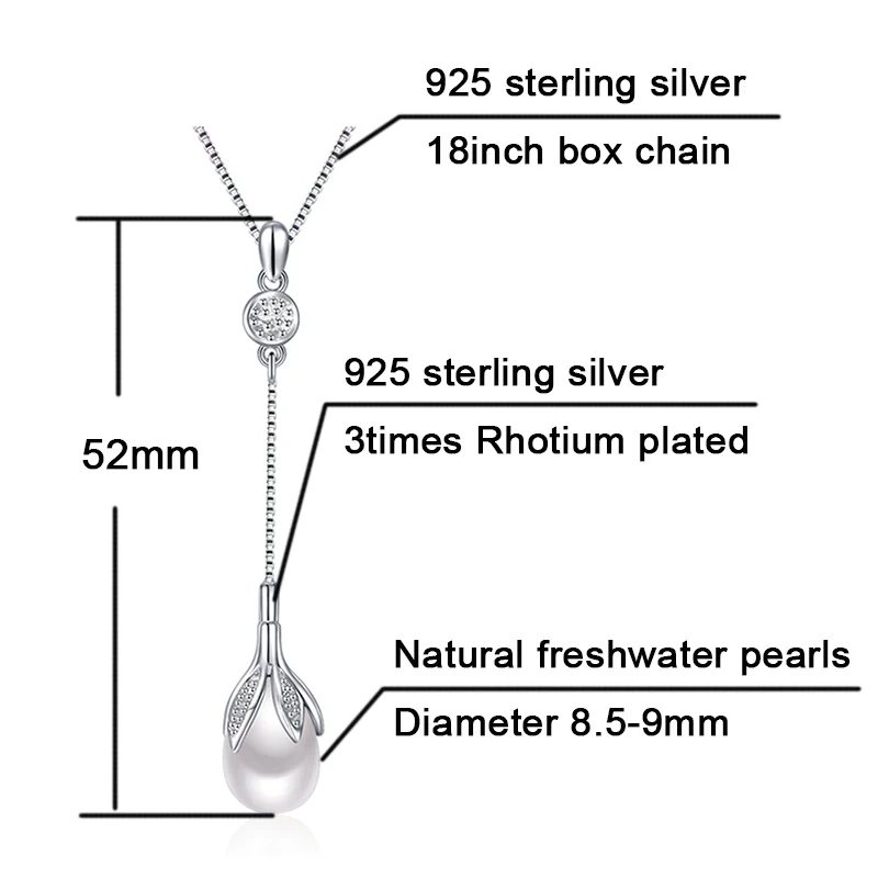 Sinya natural freshwater pearls long chain pendant necklace in 925 sterling silver fine jewelry size