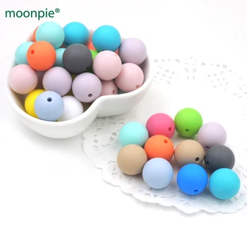 

50pcs round Silicone Beads 15mm Teether beads Baby Sensory Grasping Toys Beads Chewing Round Silicone Beads BSB15
