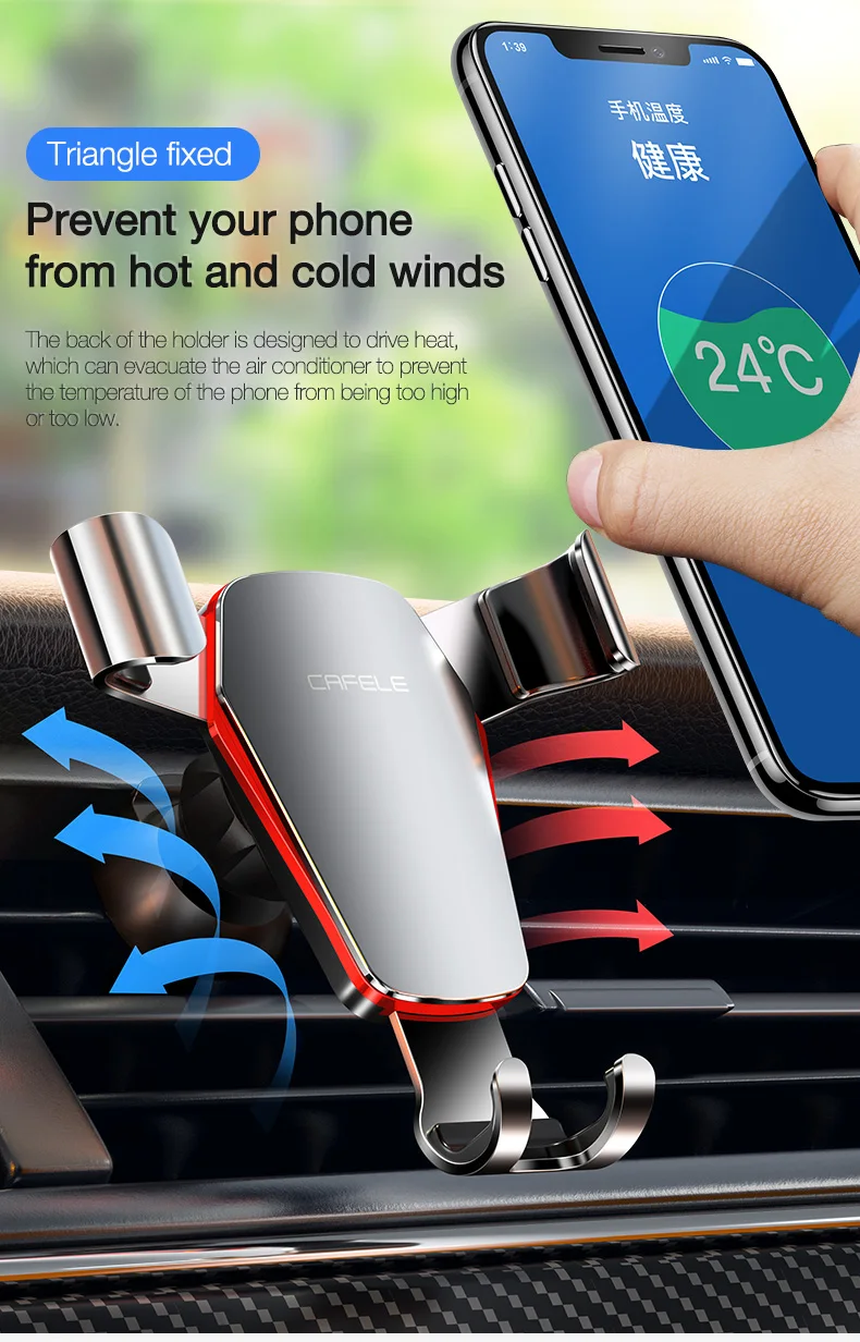 CAFELE Gravity Car Phone Holder Air Vent Monut Stand Holder For Phone in Car Support For iPhone 12 11 Pro Accessory Car Interior flexible phone holder