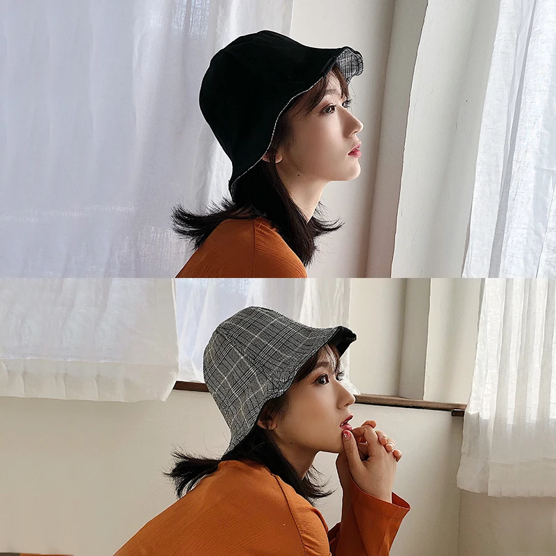 Женские шапки-ведра, двухсторонняя одноцветная шляпа, элегантная, для отдыха, Корейская женская летняя кепка, солнцезащитная, для студентов, женская, шикарная, универсальная, милая - Цвет: 7