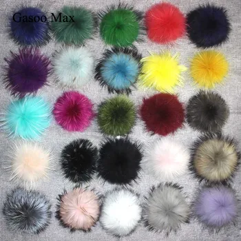 

DIY 13cm 15cm Real Raccoon Fur Pompom For Knitted scarf Autumn Winter Scarves Genuine Fox Fur Pom Pom For Hats Scarves&Wraps