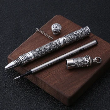 

Buddha Pendant 100% 925 Sterling silver Jewelry Men Women Cloud Vajra Mantra Scripture Ballpoint Pen Necklace Pendant P70