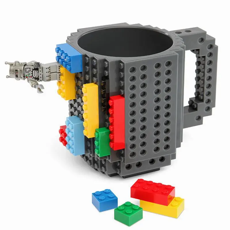 

Build-On Brick Mug DIY Bulding Blocks Coffee Mugs 350 ml Creative Drinkware BPA Free mug Birthday Gifts Tazas