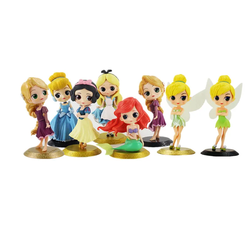 

2pcs/lot Cartoon Q Posket Snow White Princess Mermaid figure Ariel The Little Mermaid PVC Model Toy